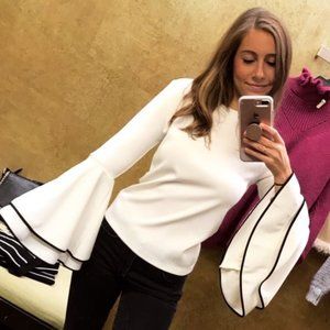 White and black fitted sweater